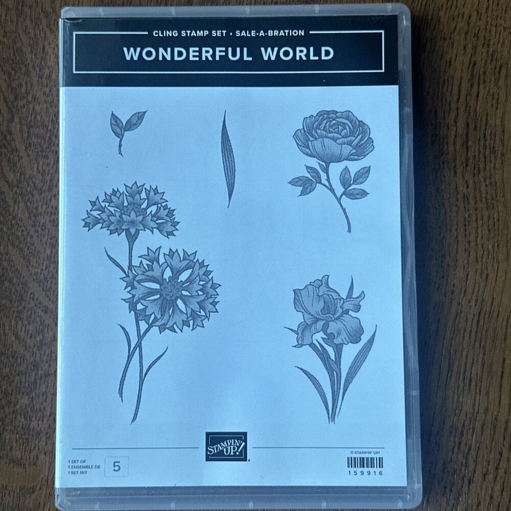 Stampin Up Wonderful World Stamp Set *Brand New* (Retired) iris rose floral